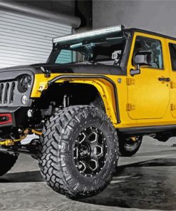 Yellow Jeep wrangler unlimited Engine paint by numbers