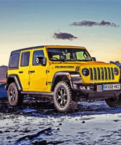 Yellow Jeep wrangler unlimited paint by number
