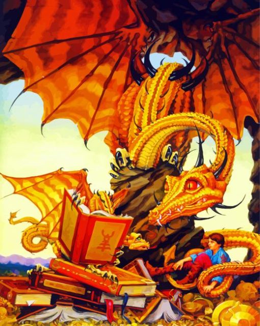 Aesthetic Dragon And Book paint by number