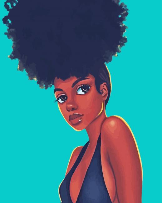 Afro Hair Balack Girl paint by numbers