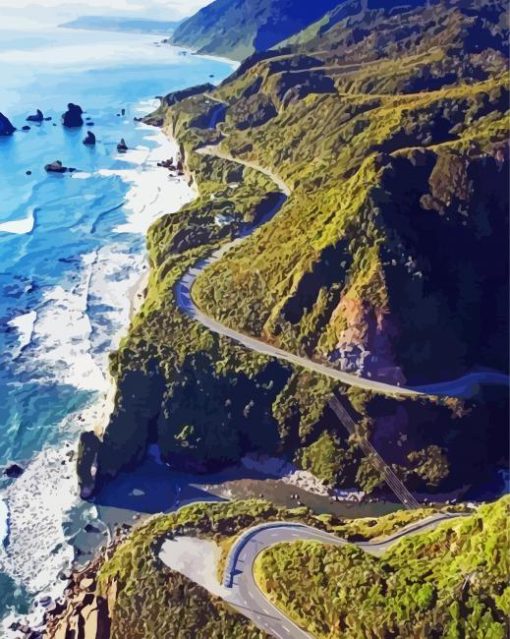 Wonderful Pacific Coast Hwy paint by numbers