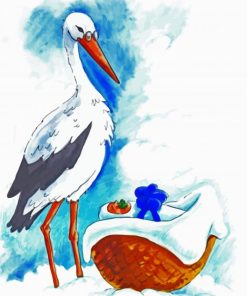 bird and basket and baby paint by numbers