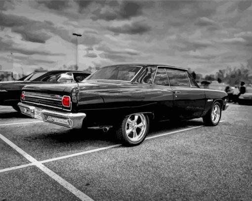 black and white 65 chevelle ss paint by number