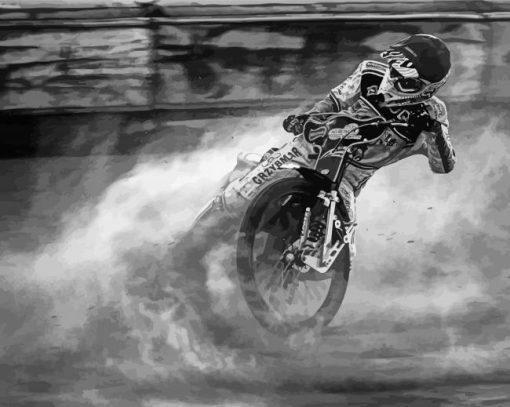 black and white Speedway biker paint by numbers