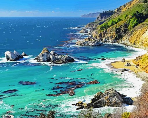 california coastline Seascape paint by numbers