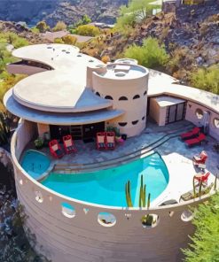 Circular Sun House By Frank Lloyd Wright paint by numbers