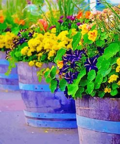 Colorful Flower Pot paint by numbers