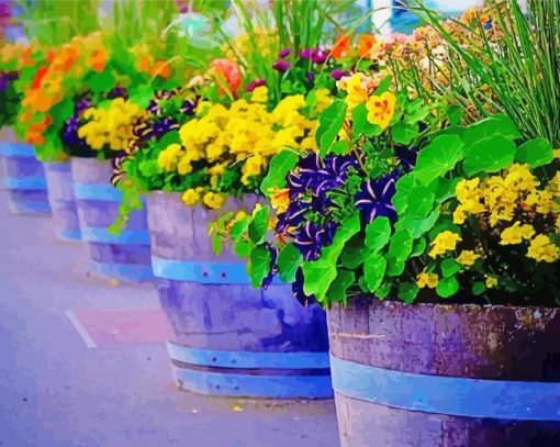 Colorful Flower Pot paint by numbers