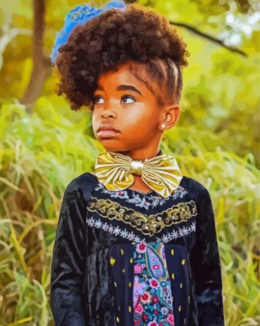 Curly Hairstyle Little Black Girl paint by numbers