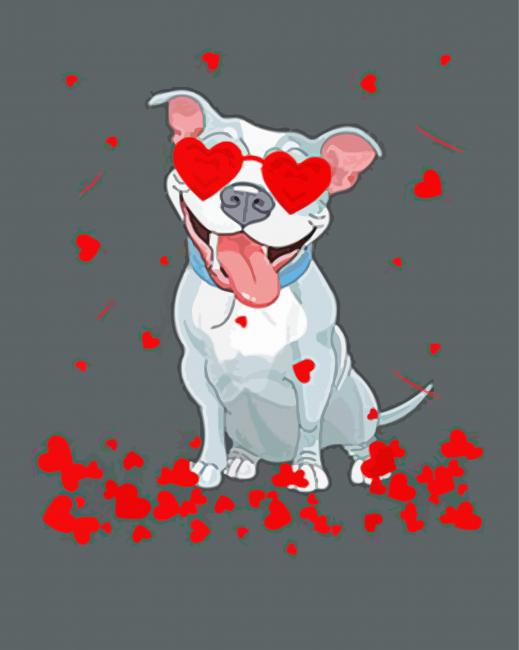 cute Bulldog with heart glasses paint by numbers