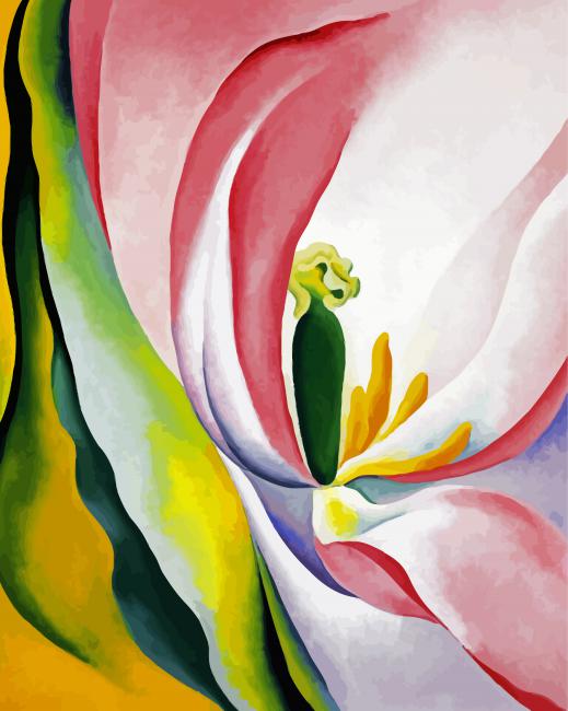 Geogia Okeffe Pink Tulip - Paint By Numbers - Painting By Numbers