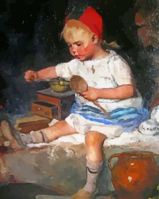 little girl and The Coffee Mill paint by number