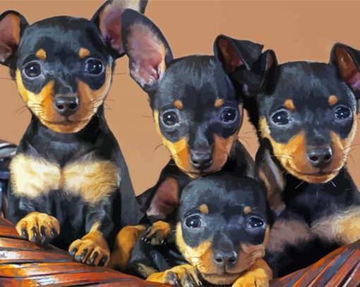 Miniature Pinscher Puppies paint by numbers