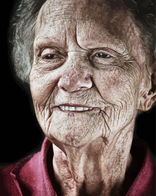 Old Woman Smiling Face paint by numbers