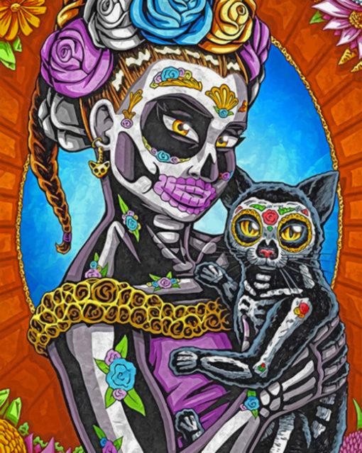 Skull Mexican Woman paint by numbers