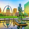 St Louis Runner Statue And Gateway Arch Paint by numbers