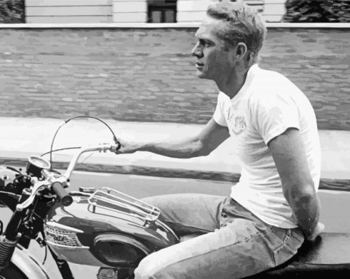 Steve Mcqueen On A Motorcycle paint by numbers