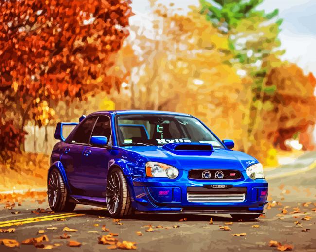 Blue Subaru Impreza WRX - Paint By Number - Modern Paint by numbers