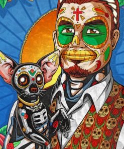 Sugar Skull Man And His Pet paint by numbers