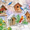 Winter Birdhouses Christmas paint by numbers