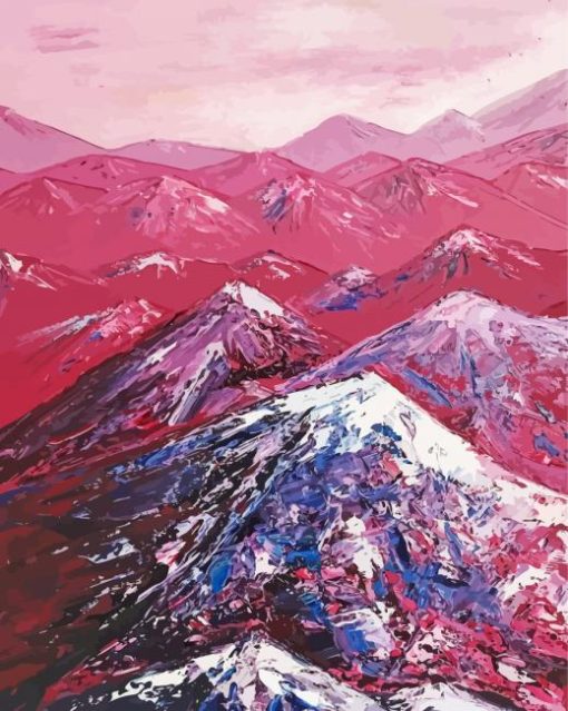 Abstract Red Mountains Paint by numbers