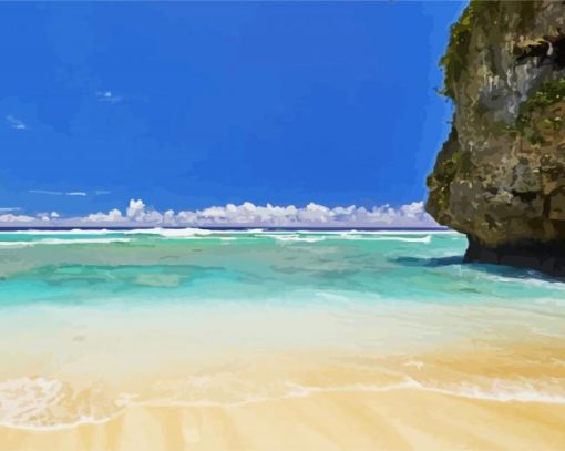 Niue island beach paint by numbers