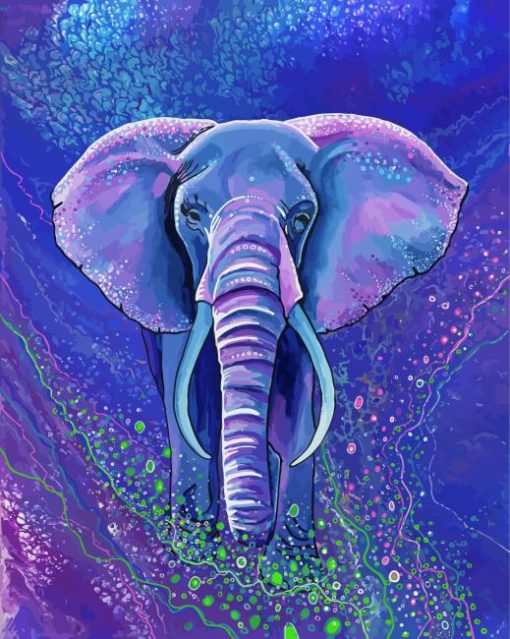 Purple Elephant Animal paint by numbers