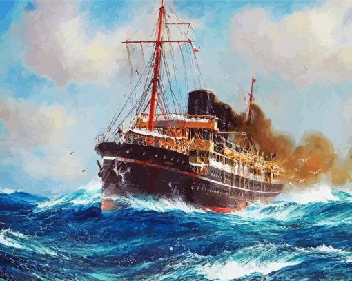 The Steamship In Sea paint by numbers