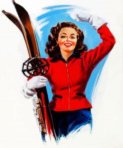 Vintage Ski Girl paint by numbers