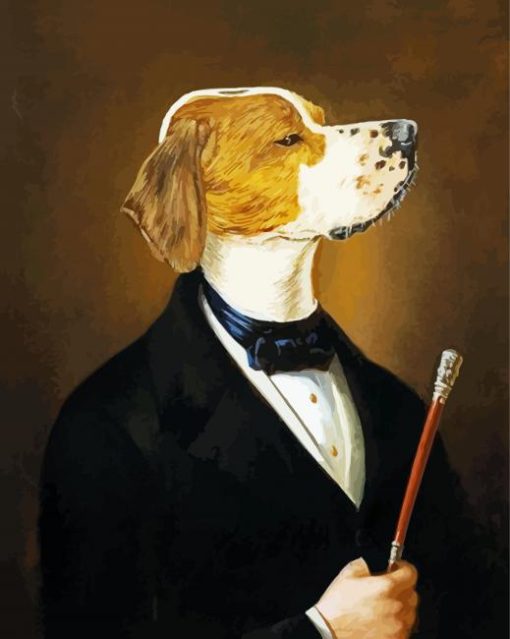 dog in a suit portrait paint by number