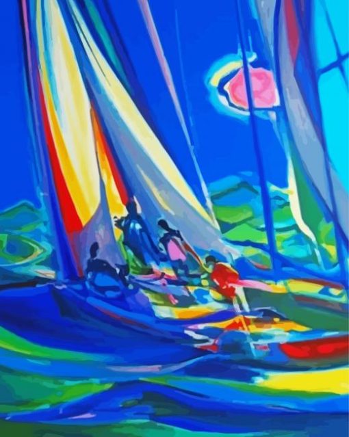 Yachtmen In The Blue Sky By Mouly paint by numbers