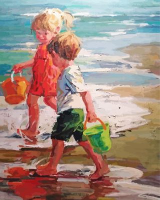 Kids By Seaside paint by numbers