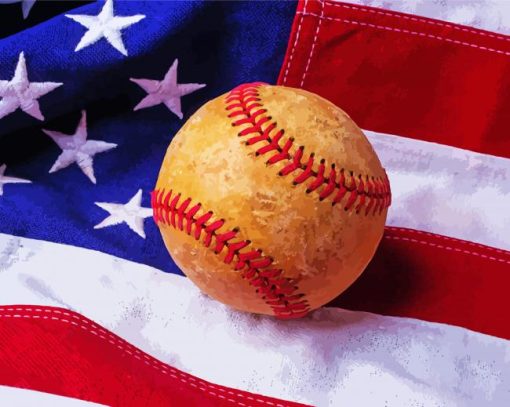 American Flag And Baseball paint by numbers