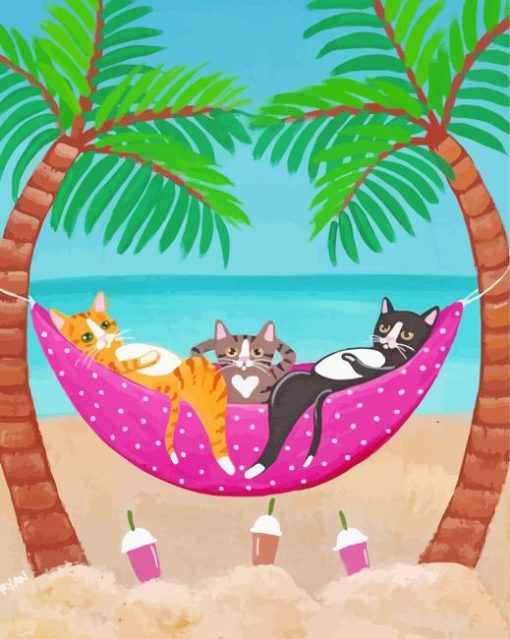 Cats By The Shore paint by numbers