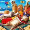 Aesthetic Cats by The Beach paint by numbers