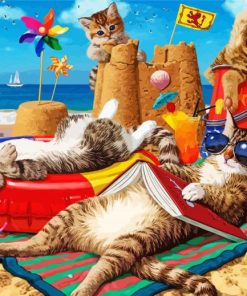 Aesthetic Cats by The Beach paint by numbers