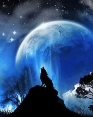 Aesthetic Moon Wolf paint by numbers