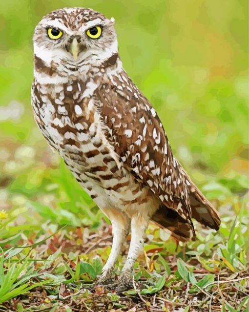Burrowing owl Bird paint by number