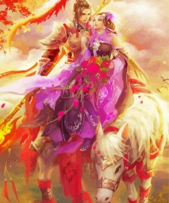 Chinese Couple with horse paint by number
