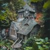 Dark cottage in the forest paint by number