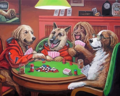 Dogs Playing Cards  paint by number