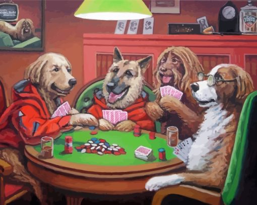 Dogs Playing Cards paint by number