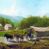 Horse with covered wagon paint by number