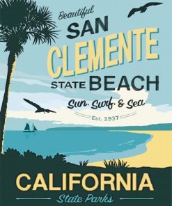 Aesthetic San Clemente Beach Poster paint by numbers