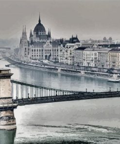 black and white Hungarian Parliament Budapest paint by number