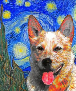 Red Heeler Starry Night paint by numbers