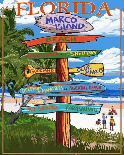 marco island florida poster paint by numbers