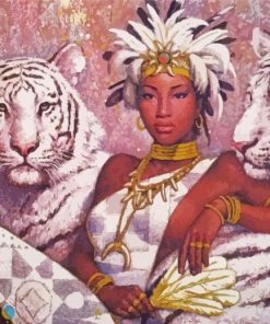 African Woman And Tiger paint by numbers