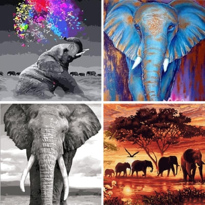elephants paint by numbers