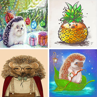 hedgehogs paint by numbers